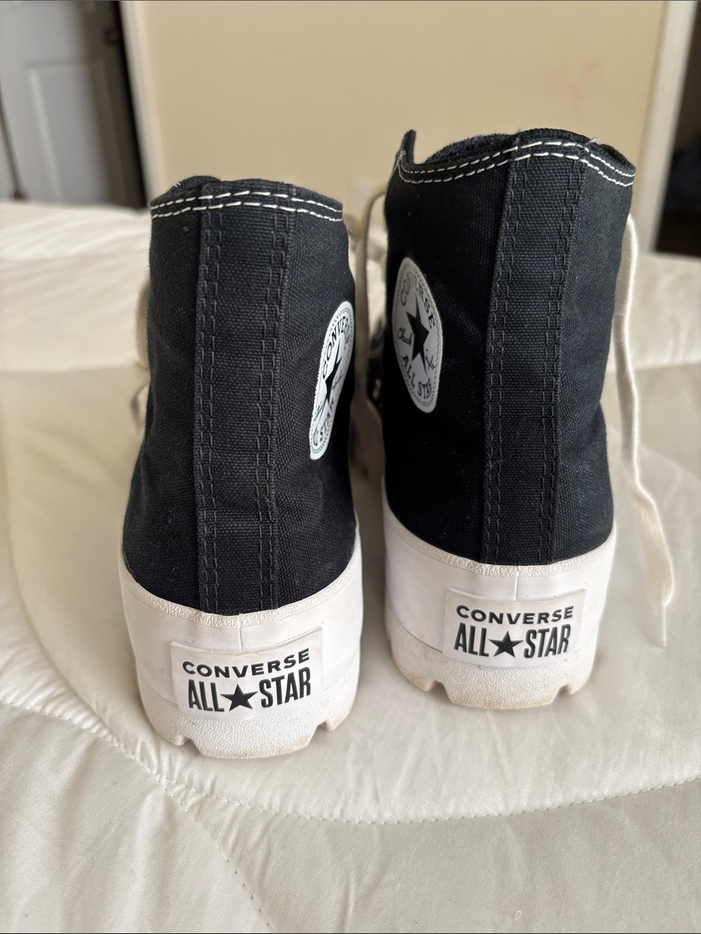 Converse Black & White High Top Platform Sneakers - Picture 5 of 6